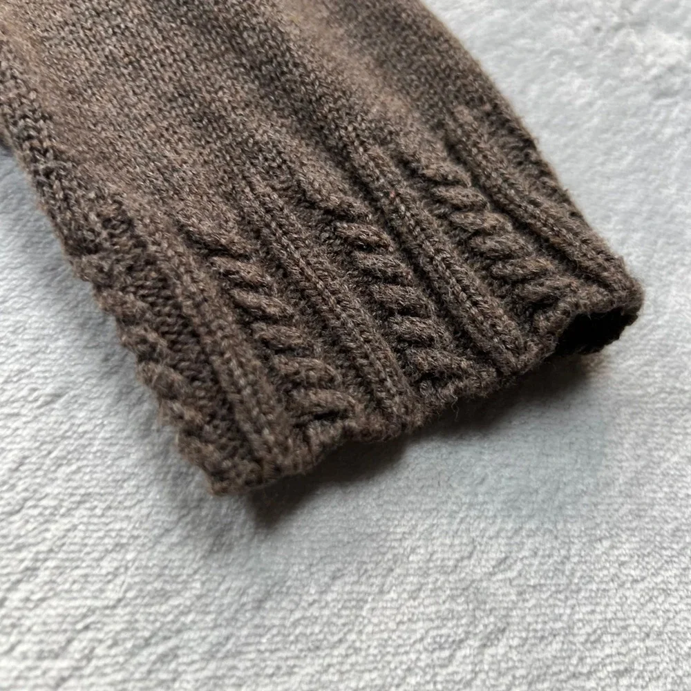 Banana Republic Full Zip Cardigan Womens Large Brown Cable Knit Neck Sweater